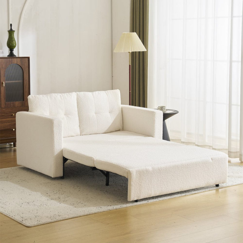 Ainur 2 Seater Sofa Bed, White Boucle