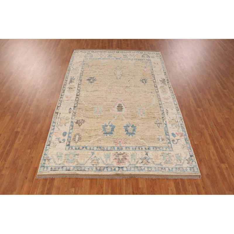 Tapis turc Oushak en laine à teinture végétale 7 x 10