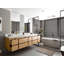 Teck flottant Cadge X P 22 po Meuble-lavabo double en D naturel clair avec bordure en bord de mer Empira blanc quartz