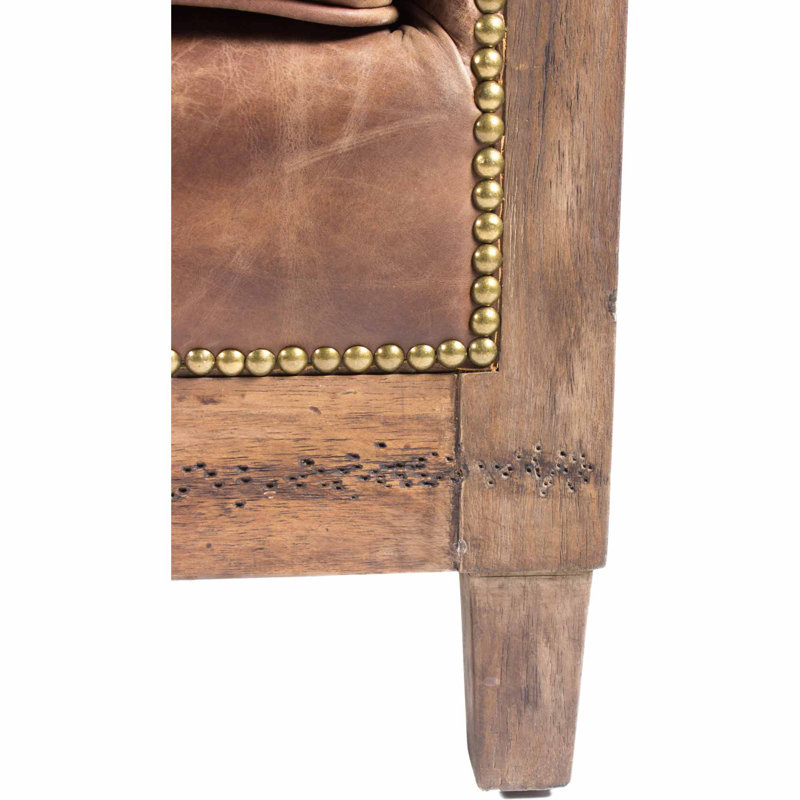 72" Genuine Leather Square Arm Sofa
