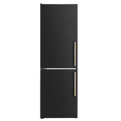 Custodia 24" Bottom Freezer, 10.3 cf., Left Swing, Ice Maker, Total No frost, Black, Antique Brass handles