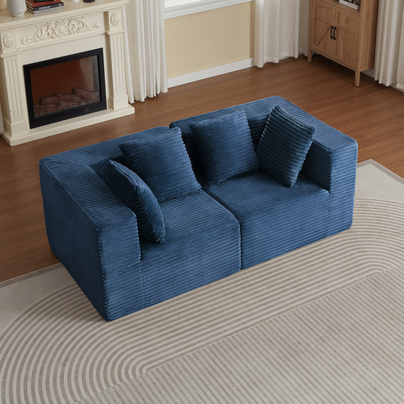 Canapé d'angle modulaire moderne sans ossature en tissu velours côtelé