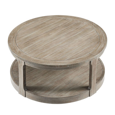 40Inch Large Curved 2 Tier Traditional Round Circle Wooden Center Coffee Table,Rounded Table With Wheels,Mid Century Rustic Style Table