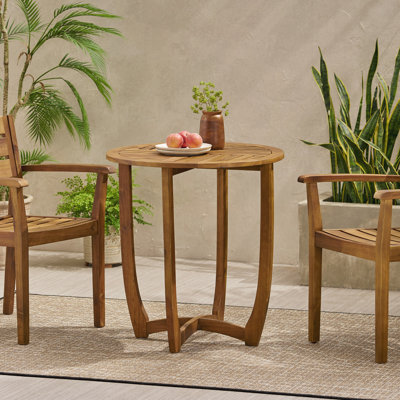 Outdoor Round Acacia Wood Accent Table