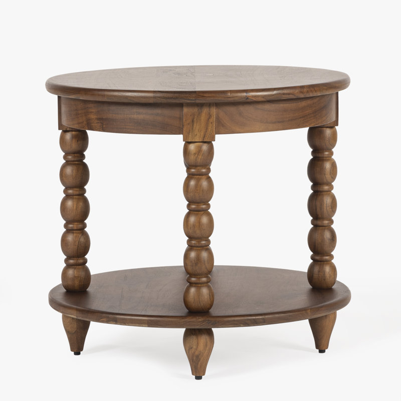 Isabel Spindle Solid Wood Round End Table