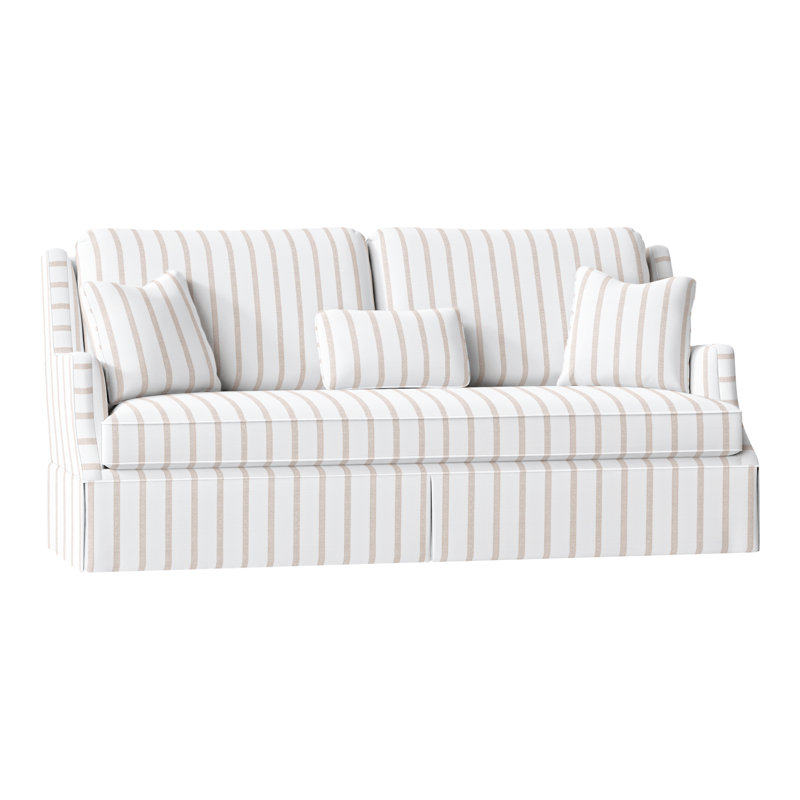 Savannah 87.5" Chenille Round Arm Sofa with Reversible Cushions, Perigold Mixi Linen