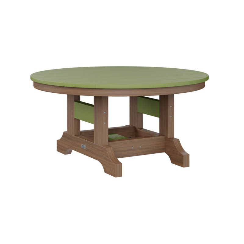 Garden Classic Outdoor Round Coffee Table, Antique Mahogany, Kiwi Green