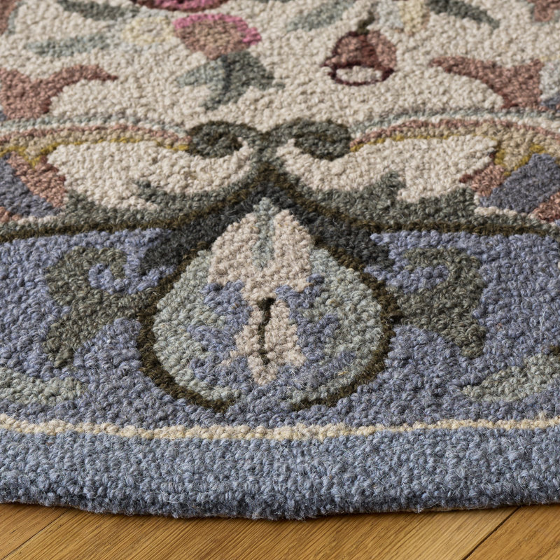 Brayton Hand Hooked Wool Floral Rug, Round 8'