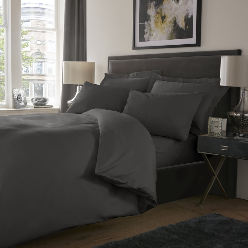 Dumont Satin Flat Sheet, Single (3'), Charcoal Grey