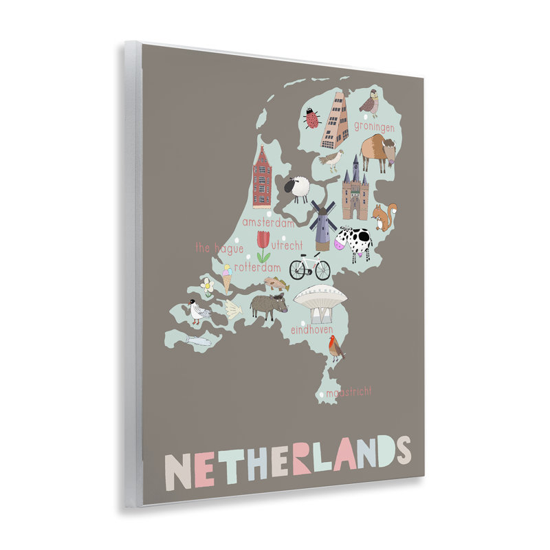 Plaque murale pour enfant, carte des Pays-Bas, design par Carla Daly
