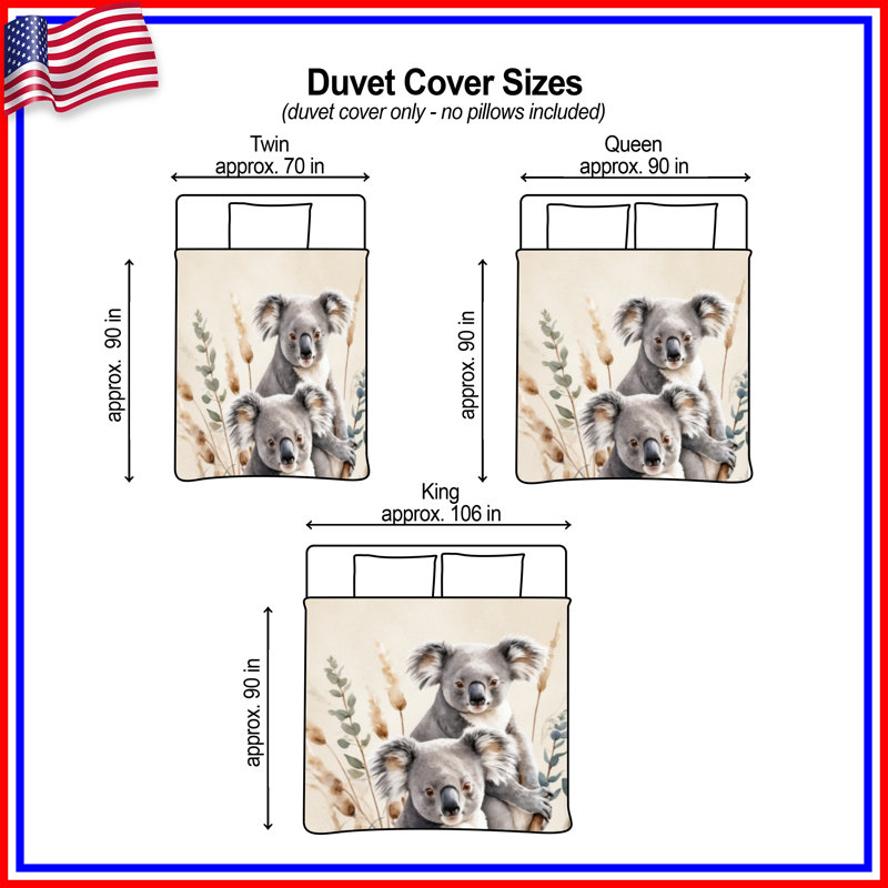 Housses de couette Koalas On Branch, Lit simple
