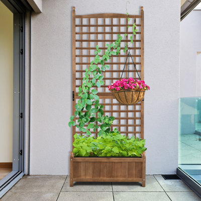 Amandari Wood Planter Box with Trellis
