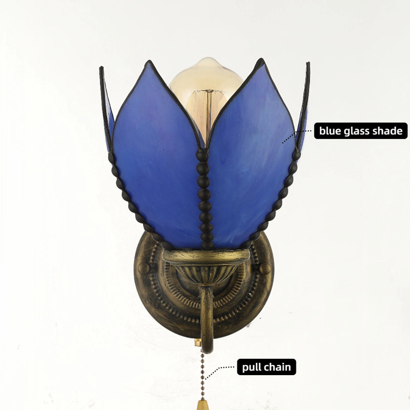 Duffrin Armed Sconce with Blue Glass Shade