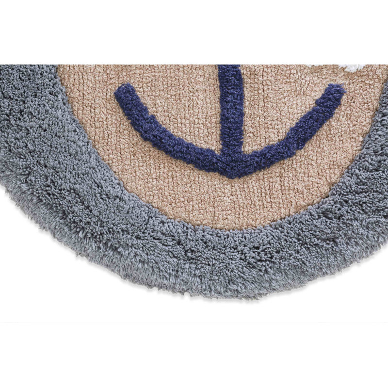Sunbriar Cotton Blend Non-Slip Bath Rug, Blue Sienna