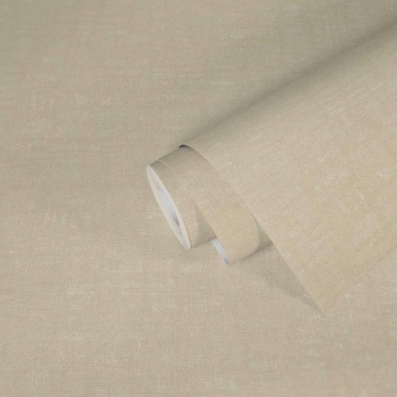 Diez Linen Effect 10.05m x 53cm Textured Matte Wallpaper Roll, Cream