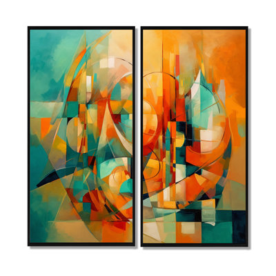 «Abstracting The Cubist Form IV - Blue Modern», reproduction sur toile 2 pièces