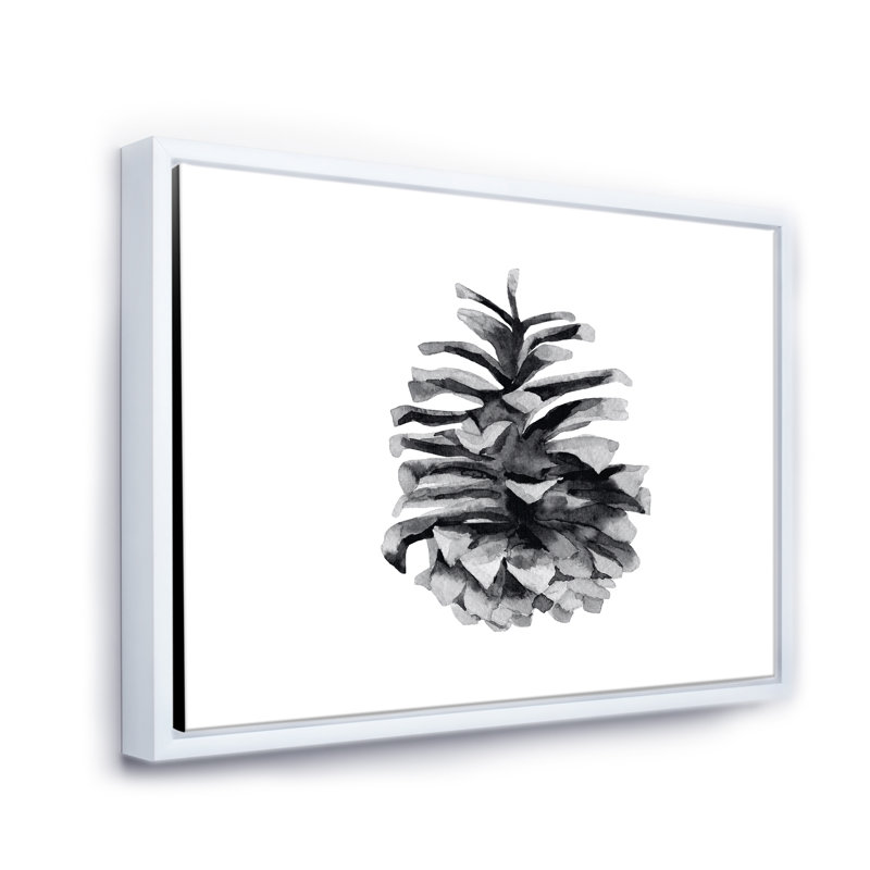 Conifère conique monochrome - reproduction sur toile flottante, H 16 po x l 32 po x p 1 po, Cadre blanc