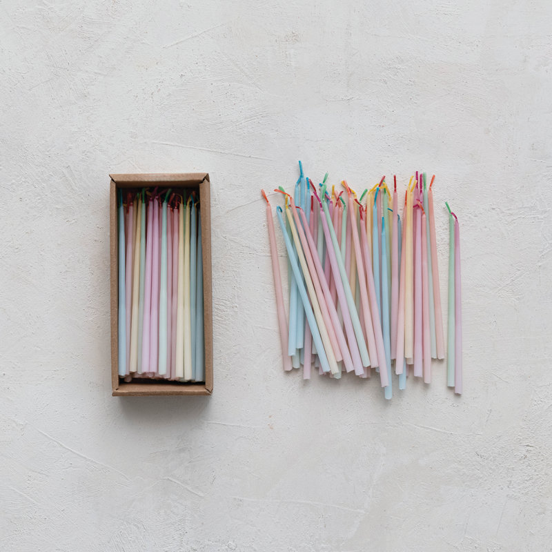Pastel Paraffin Taper Candle Set Cotton Wick