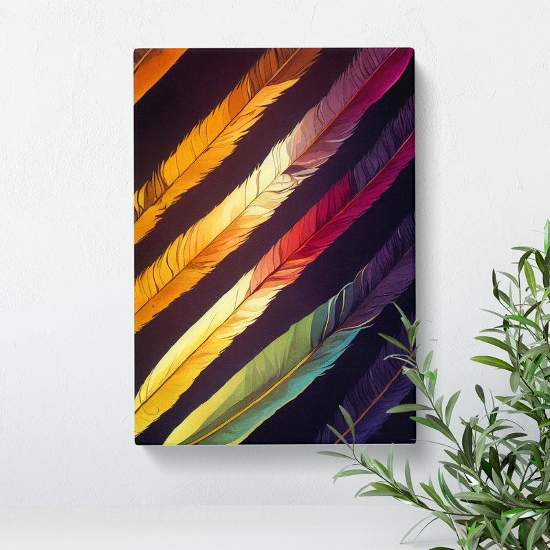 Feather Stripes - Wrapped Canvas Print, 50cm H x 35cm W x 3cm D