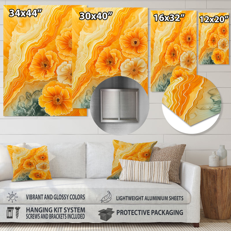 Œillets, fleurs sur une rivière Geode II, H 20 po x l 12 po x P 0,84 po