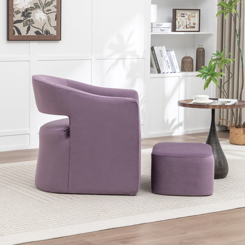 Fauteuil demi-tonneau avec repose-pieds Kyah, Mauve