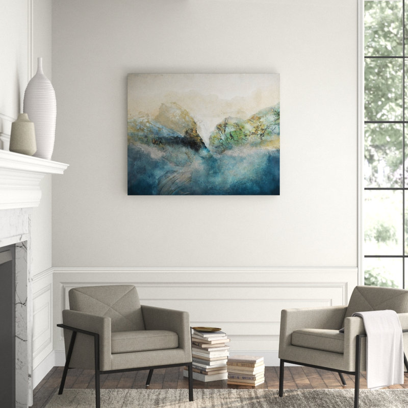 Traversed Vision Painting by Jennifer Hollack Raboin, Silver Frame Canvas, 40" H x 50" W x 2.25" D