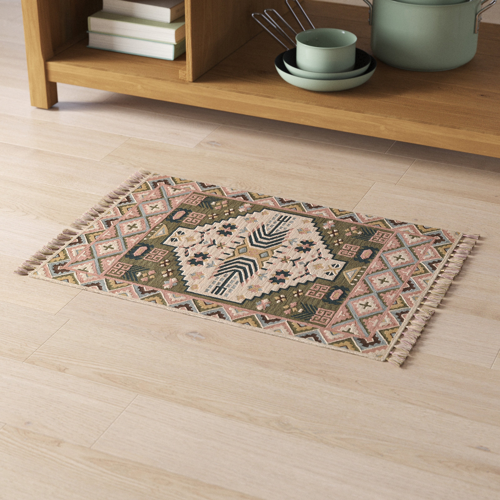 Anine Green Hand-Tufted Wool Oriental Rug, Rectangle 2' x 3'