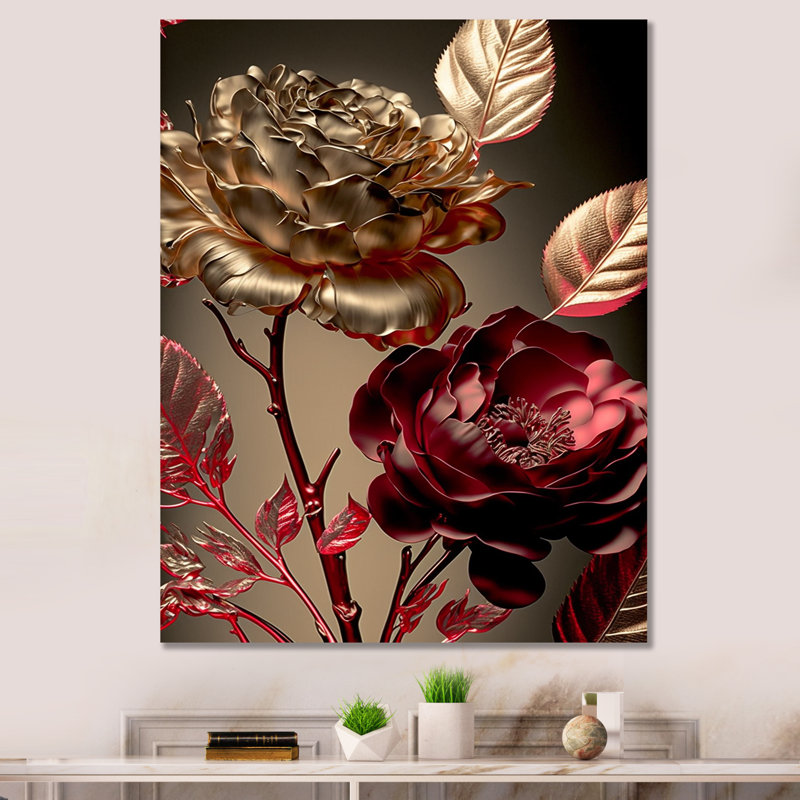 Vintage Glam Rose VI - impression sur toile florale, H 32 po x l 24 po x P 1 po, Toile tendue