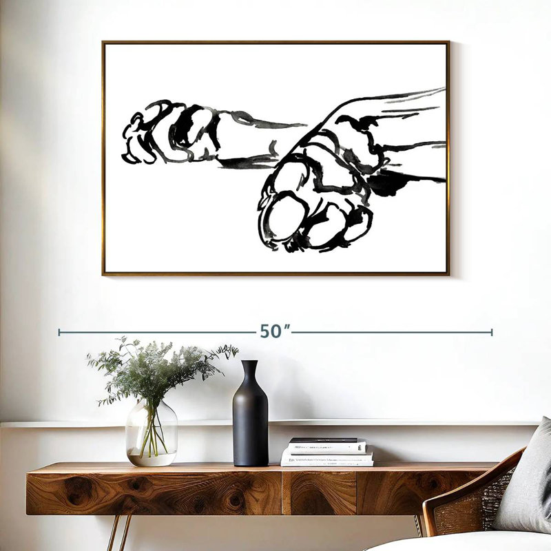 Linear Paws II, Cadre flottant doré, 40 po x 27 po