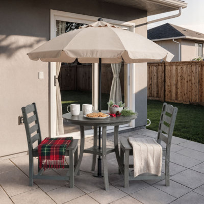 3-Piece Outdoor Dining Set – Hdpe Round Patio Table And 2 Armless Chairs, Heavy-Duty And All-Weather, Great For Balcony Or Lawn
