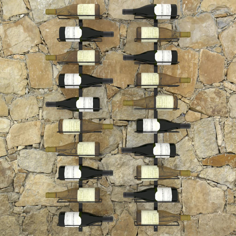 Rangement mural pour porte-bouteilles Danixsa, H 49,7 po x l 10,6 po x P 3,5 po, Noir