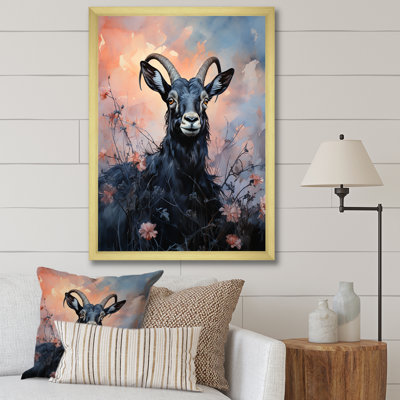 «Buck Goat Twilight Trek 3», art mural animal de chèvre