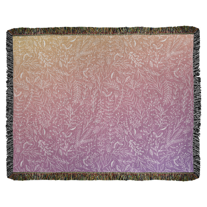 Couverture en coton tissé Katelyn Elizabeth Ditsy, l 37 po x L 52 po, Jaune / Rose