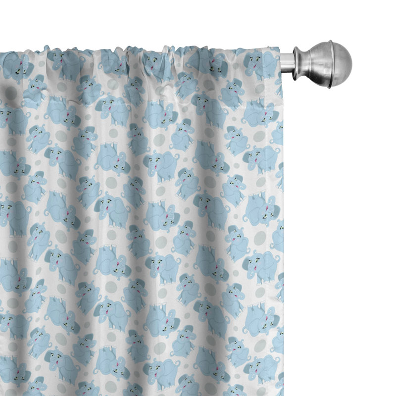 Elephant Nursery Semi-Sheer Rod Pocket Sliding Panel, 28" x 95"