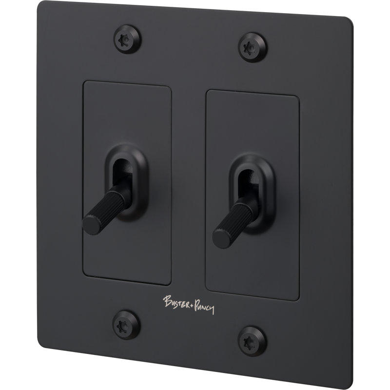 2G Toggle / Linear / With Logo, Black, 2 Gang