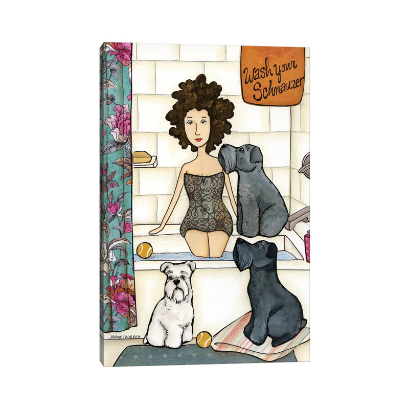 Schnauzer Tub by Jamie Morath - Print on Canvas, 66.04cm H x 45.72cm W x 3.81cm D, Wrapped Canvas