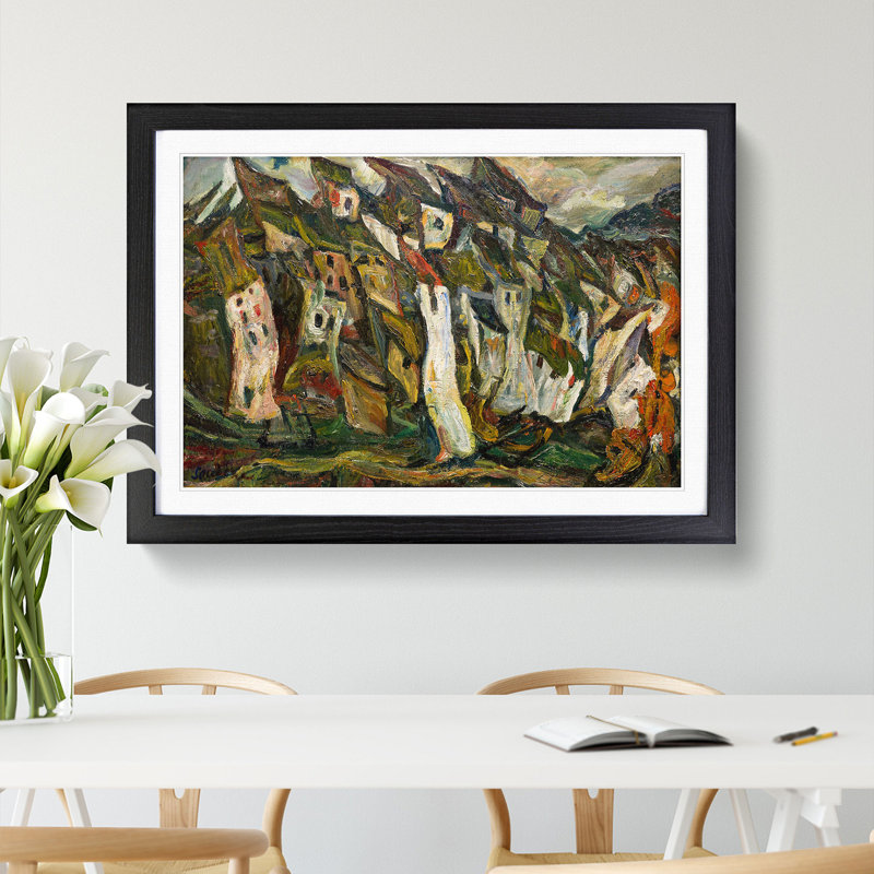 Houses by Chaim Soutine - Picture Frame Painting, 36cm H x 48cm W x 2cm D, Black Framed