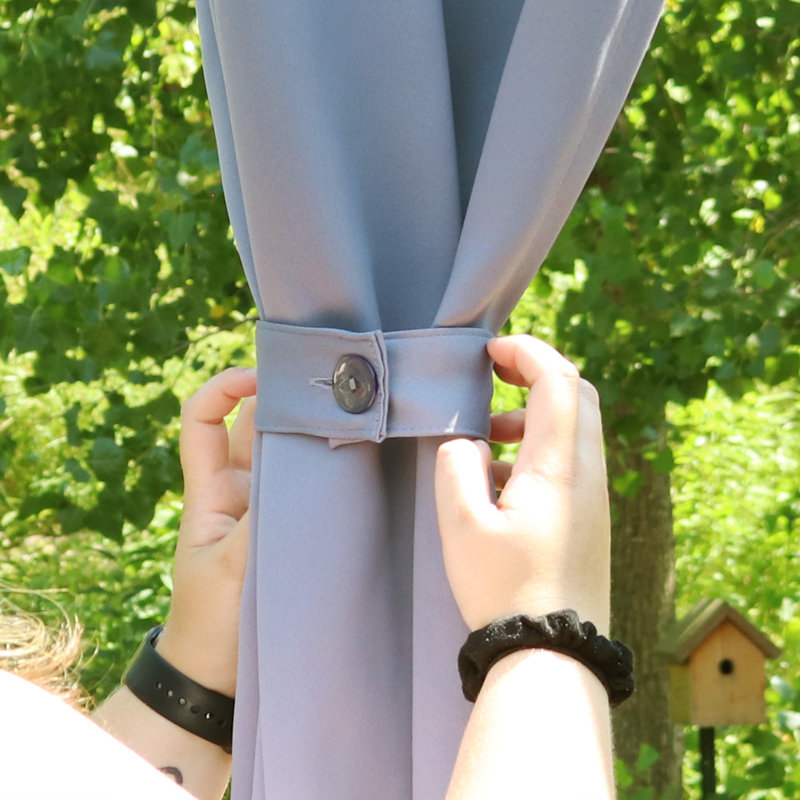 Leblanc Modern Polyester Indoor or Outdoor Curtain Tiebacks with Resin Button Closure, Gray
