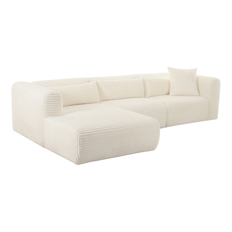 Ensemble modulaire et chaises Chinenye Living, Crème, crème, Orienté à gauche (vu de face)