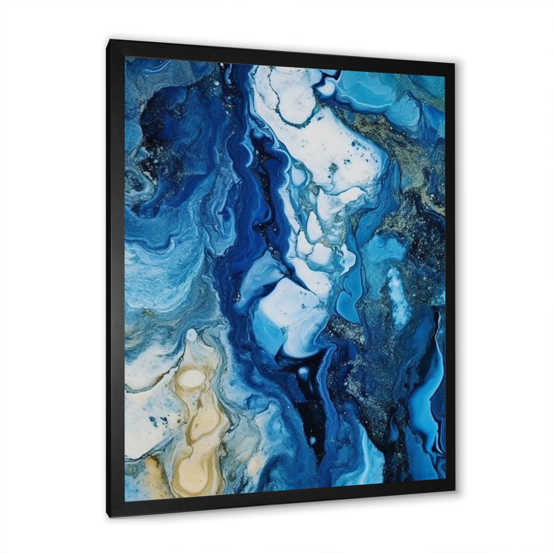 Blue Gray Ethereal Elixir II, 44" H x 34" W x 1.5" D, Black Single Picture Framed