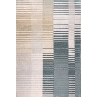 Lennie SpinClean Modern Multi Striped Machine Washable Area Rug
