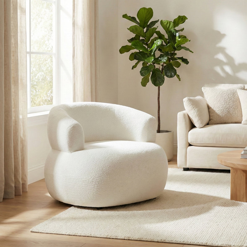 Upholstered Soft Touch Textured Club Chair, White