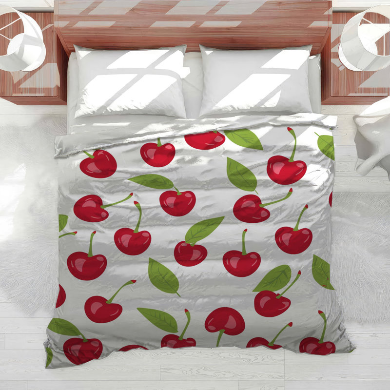 Cherry Pattern Bedding Fruit Comforter Farmhouse, Twin Comforter