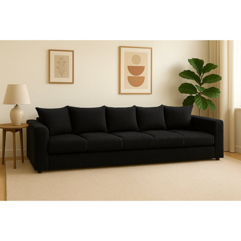 4 Seater Corduroy Sofa, Black