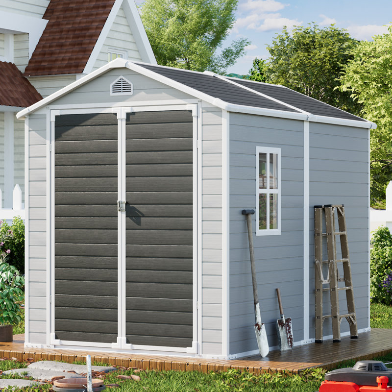 8 ft. W x 6 ft. D Resin Storage Shed, Gray