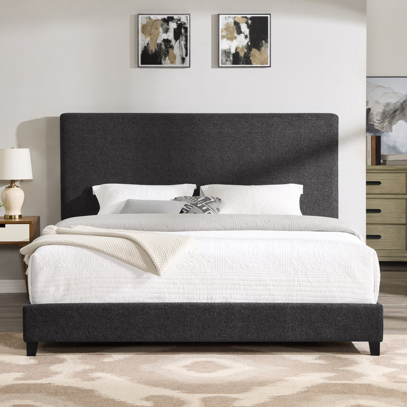 Lit plateforme tapissier très grand gris anthracite Bridgevine Home, Très grand