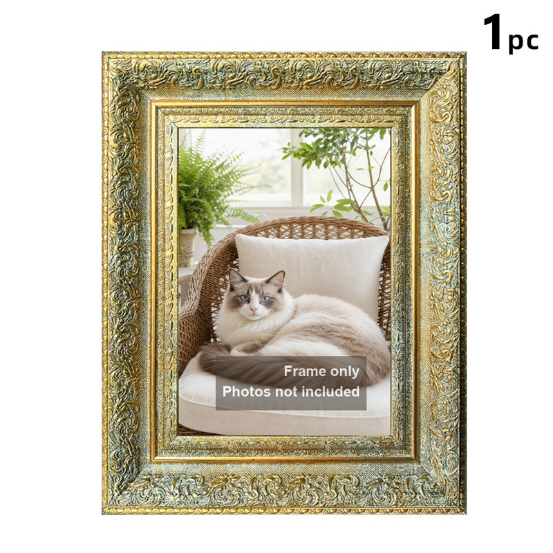 Cadre photo mural antique en or antique 1PC pour photos de 5 po x 7 po et affichage de photos de tous les jours, Or antique
