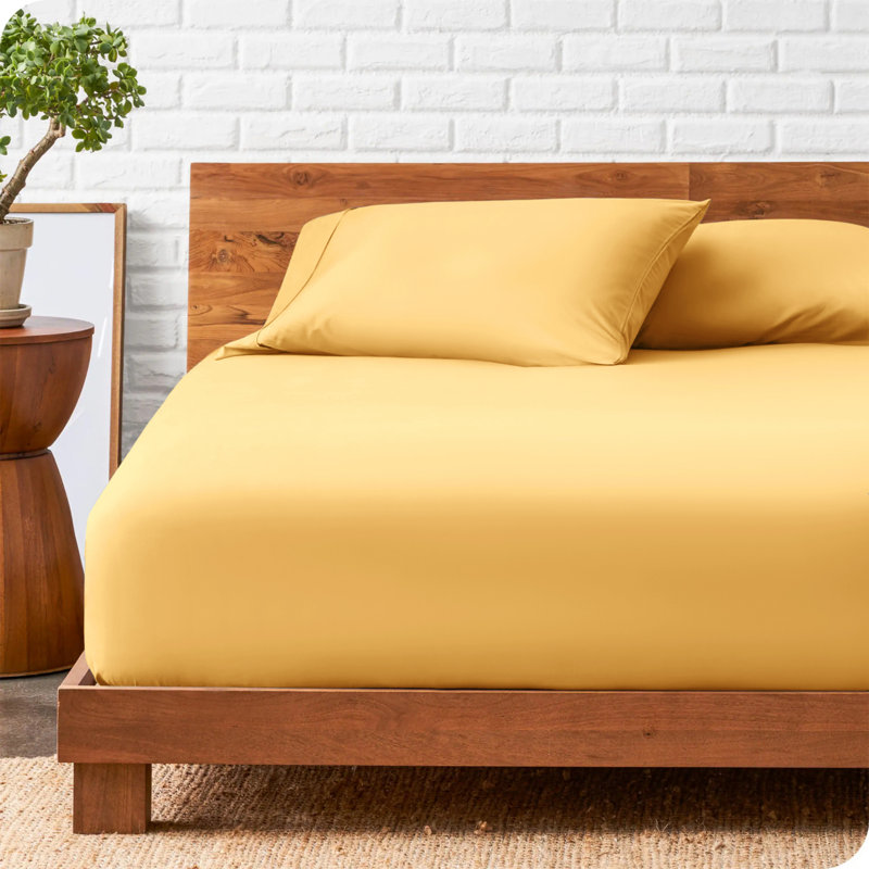 Deep Pocket Microfiber Brushed Fitted Sheet, Super King (6'), Ochre