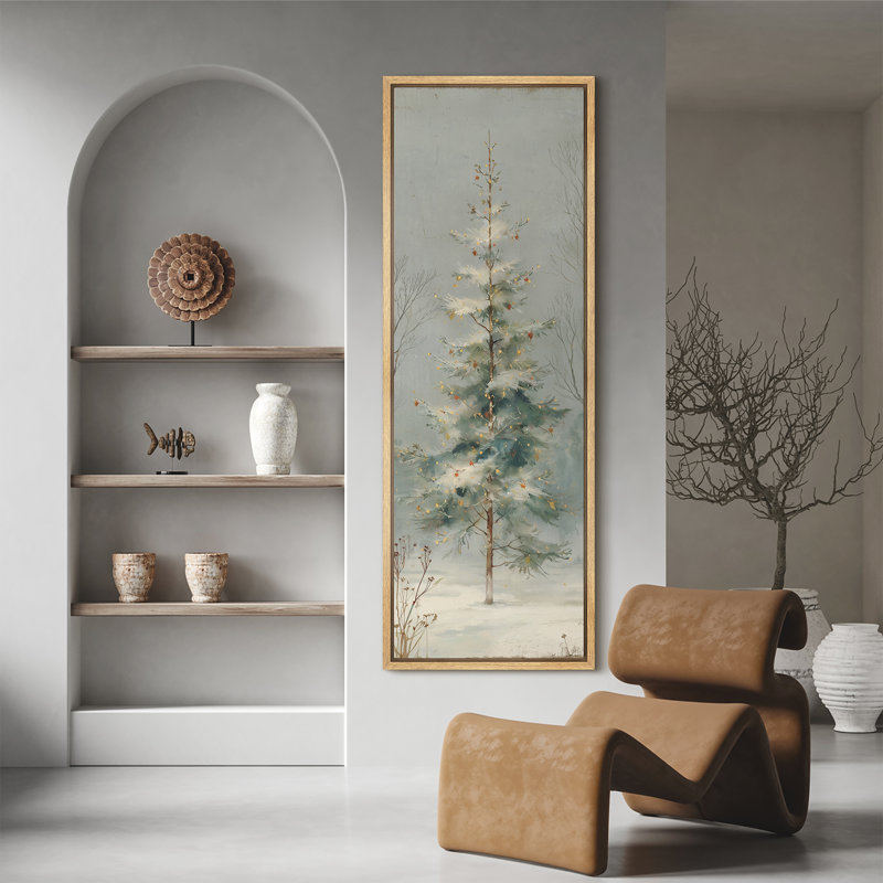 «Snowy Christmas Tree Winter Forest Landscape Extra Large», reproduction d'art sur toile encadrée, 60" H x 20" W x 1.5" D