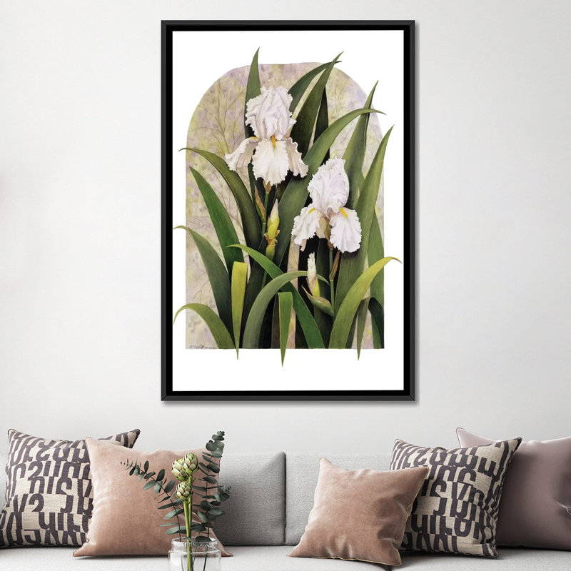 « iris vignette », impression sur toile, H 26 po x l 18 po x P 1,5 po, Toile avec cadre noir, Pas de tapis